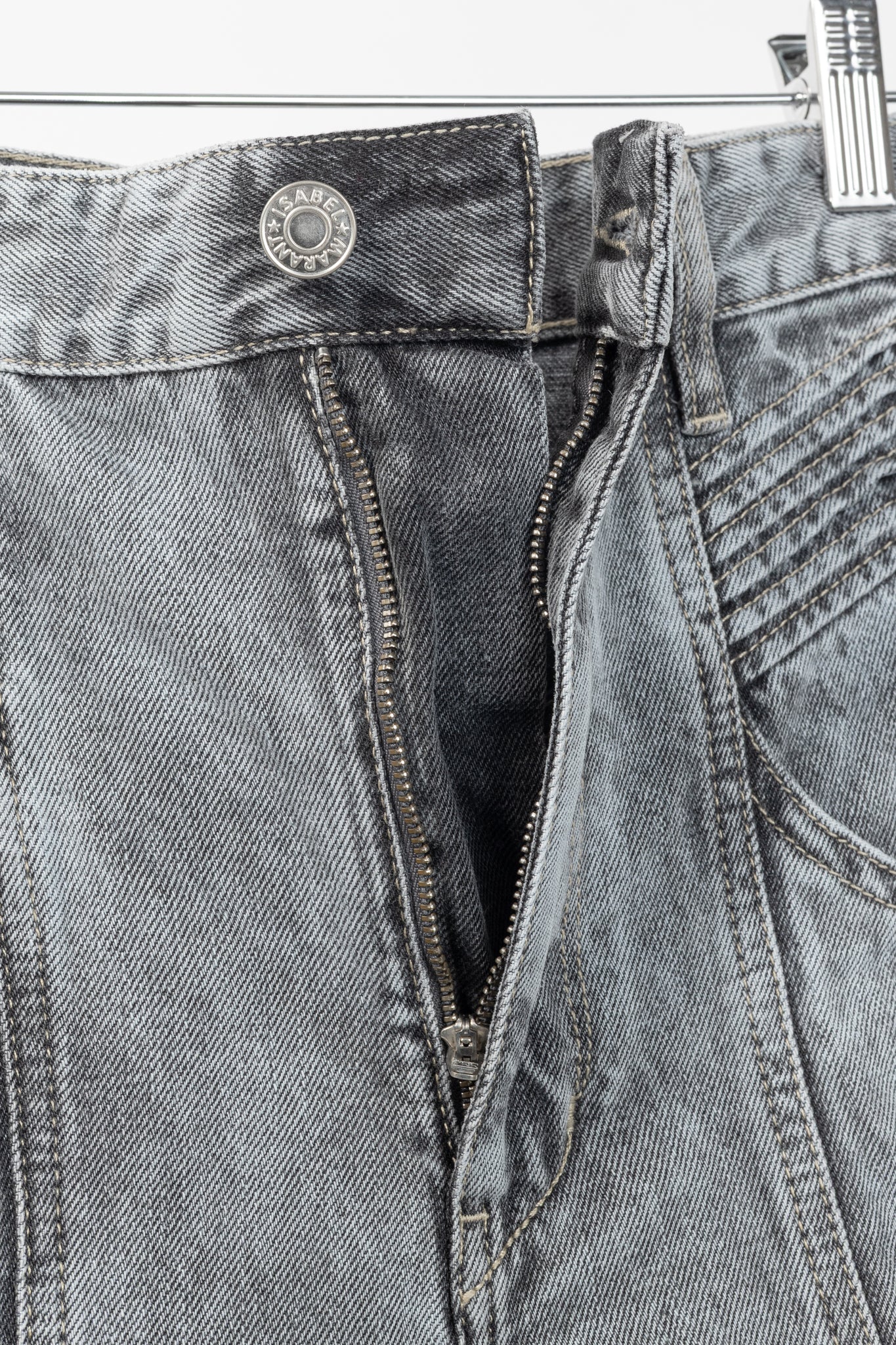 Isabel Marant Etoile Henoya Grey Acid-Wash High-Rise Slim-Leg Jeans