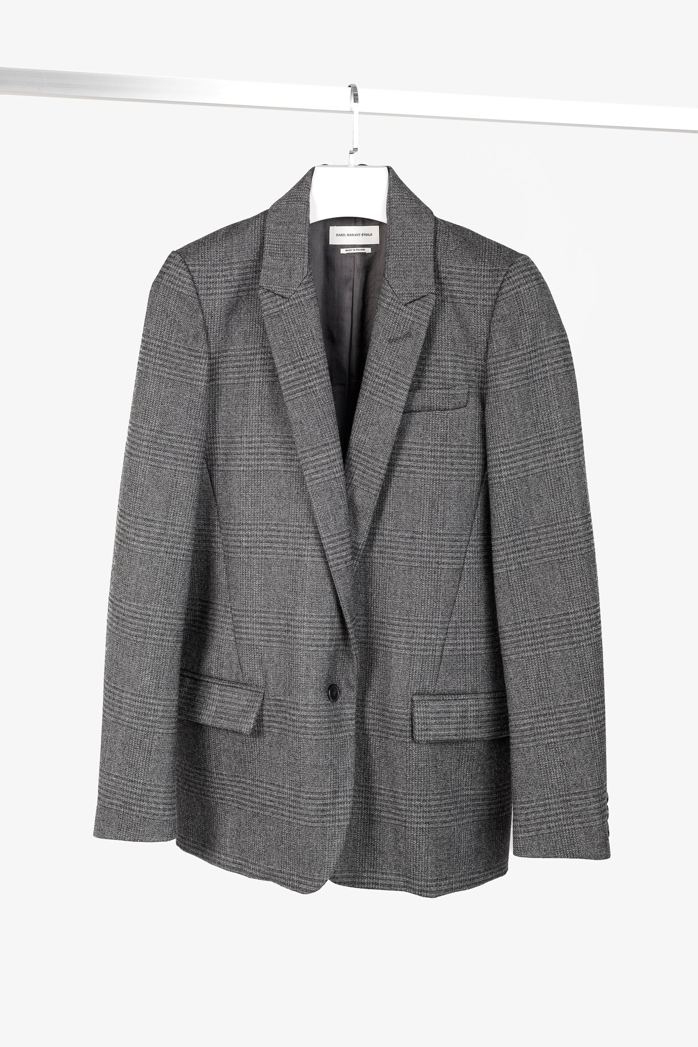 Isabel Marant Etoile Igora Grey Plaid Wool-Blend Blazer