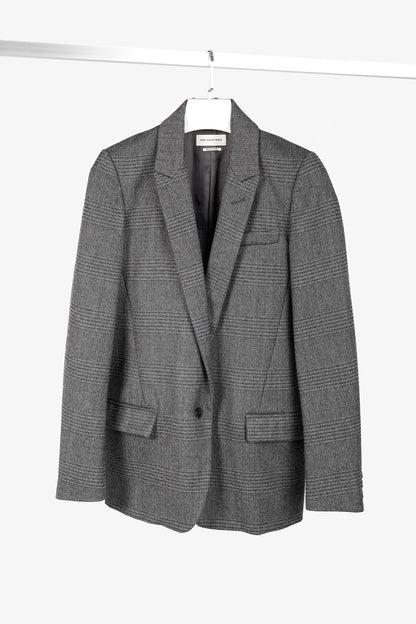 Isabel Marant Etoile Igora Grey Plaid Wool-Blend Blazer