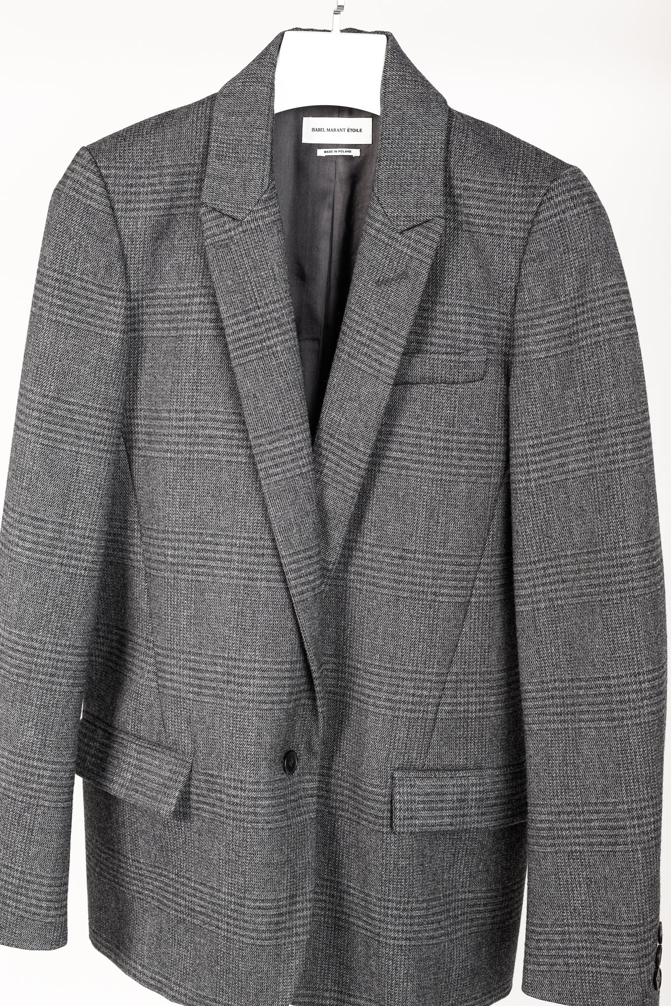 Isabel Marant Etoile Igora Grey Plaid Wool-Blend Blazer