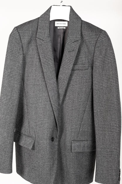 Isabel Marant Etoile Igora Grey Plaid Wool-Blend Blazer