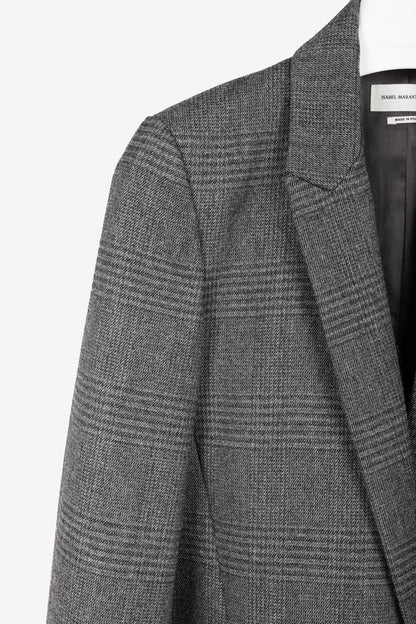 Isabel Marant Etoile Igora Grey Plaid Wool-Blend Blazer