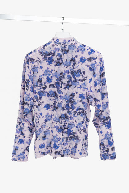 Isabel Marant Fidaje Blue Floral-Print Silk Crepe De Chine Gathered Blouse