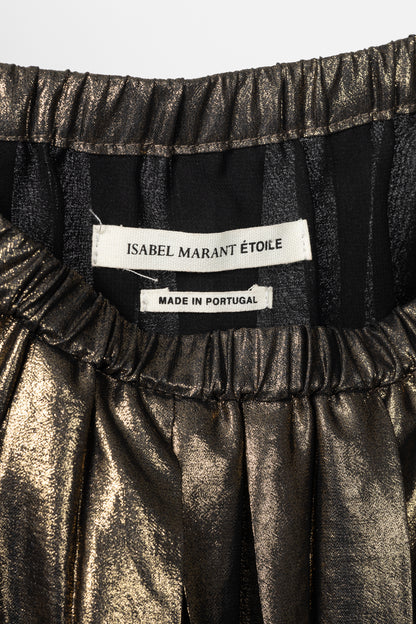Isabel Marant Étoile Madlen Gold Pleated Lamé Skirt