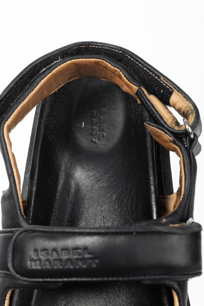 Isabel Marant Madee Black Leather Padded Dad Sandals