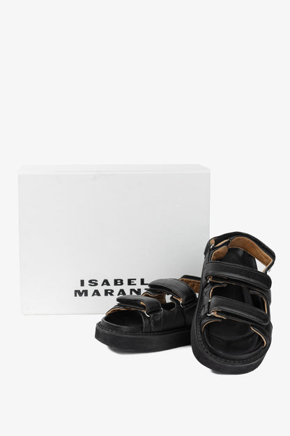 Isabel Marant Madee Black Leather Padded Dad Sandals