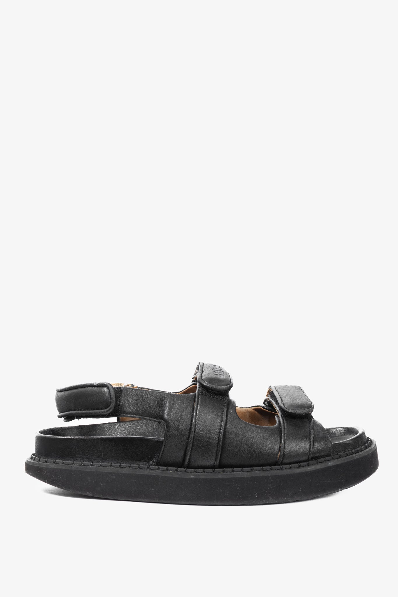 Isabel Marant Madee Black Leather Padded Dad Sandals