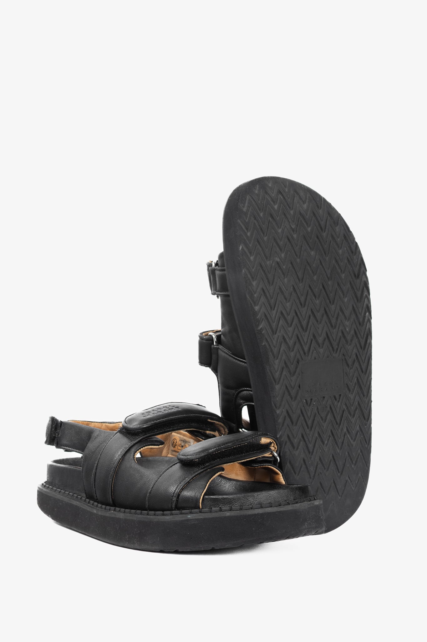 Isabel Marant Madee Black Leather Padded Dad Sandals