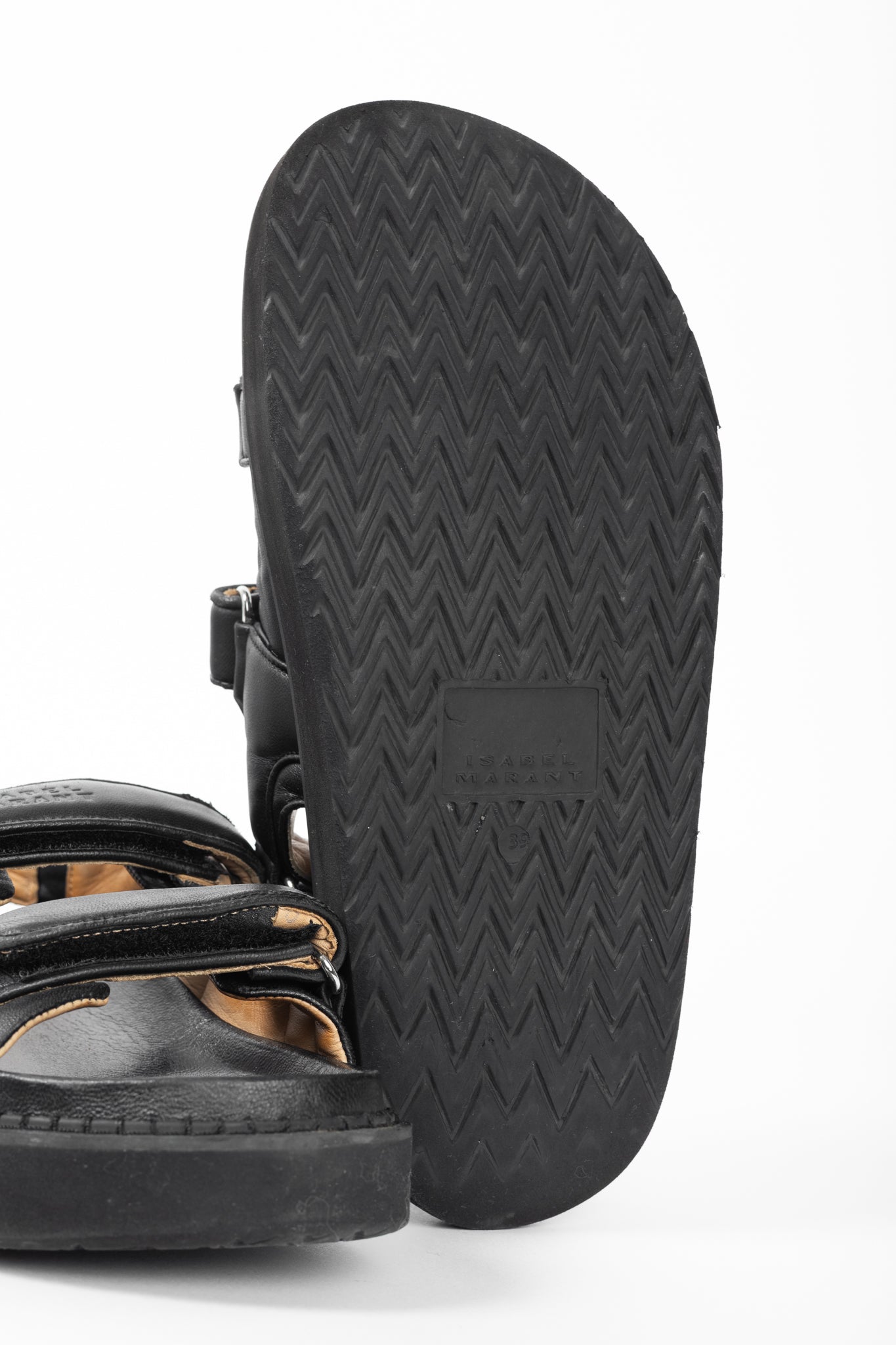 Isabel Marant Madee Black Leather Padded Dad Sandals