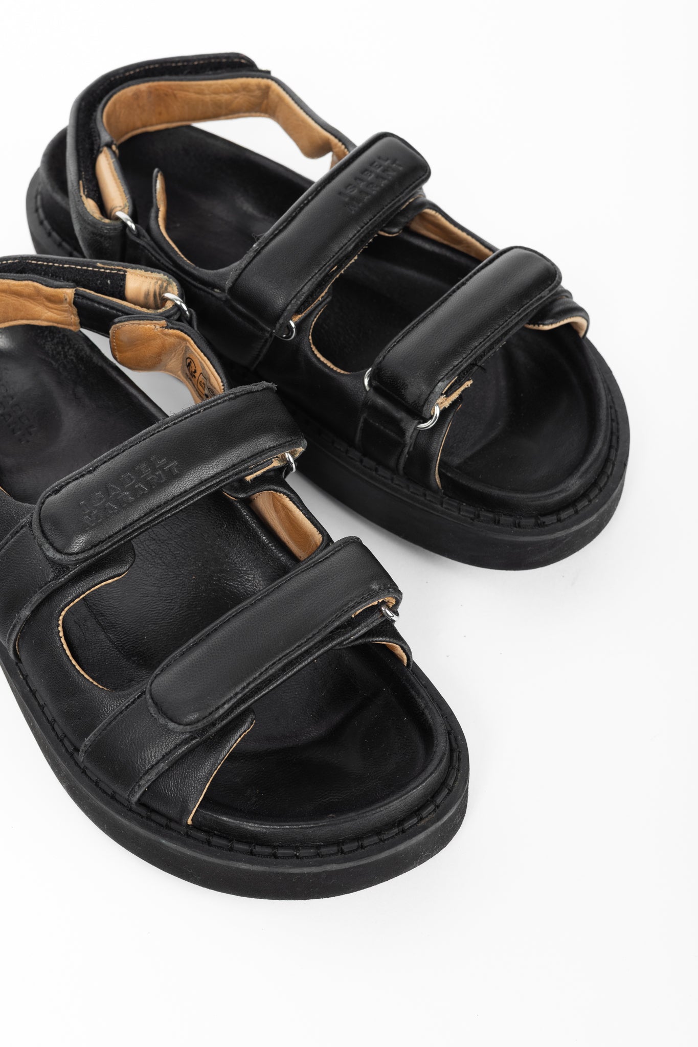 Isabel Marant Madee Black Leather Padded Dad Sandals