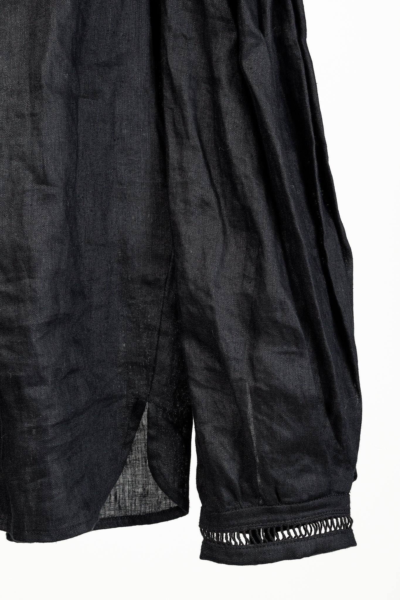 Isabel Marant Etoile Resort 2020 Amalia Black Linen Ruffle-Neck Long-Sleeve Blouse