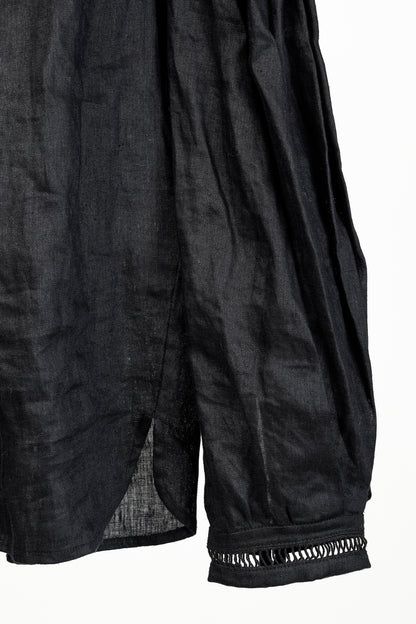 Isabel Marant Etoile Resort 2020 Amalia Black Linen Ruffle-Neck Long-Sleeve Blouse