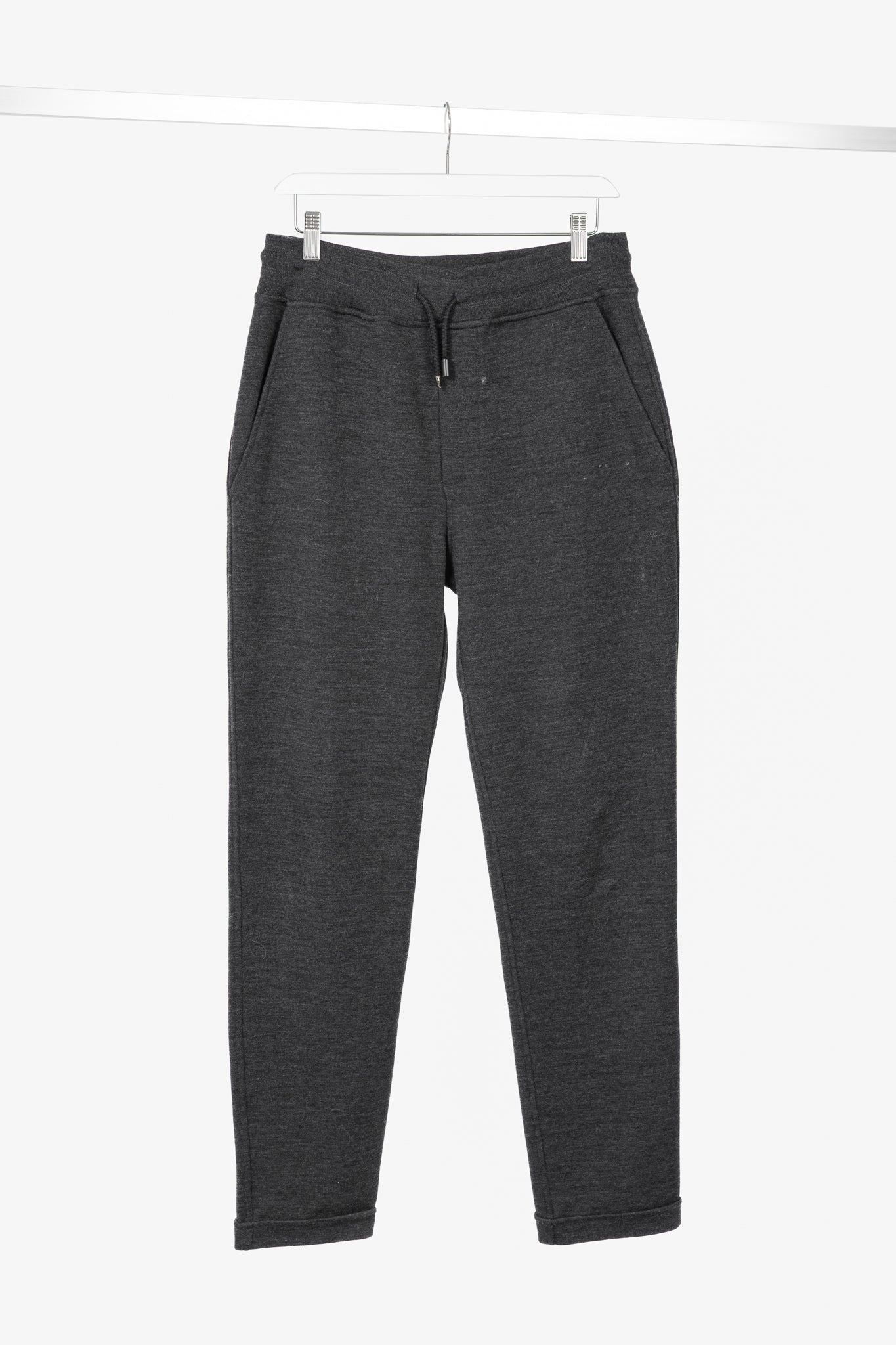 ISAIA Dark Grey Wool & Cotton Drawstring Trackpants