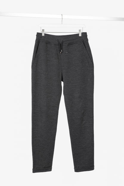 ISAIA Dark Grey Wool & Cotton Drawstring Trackpants