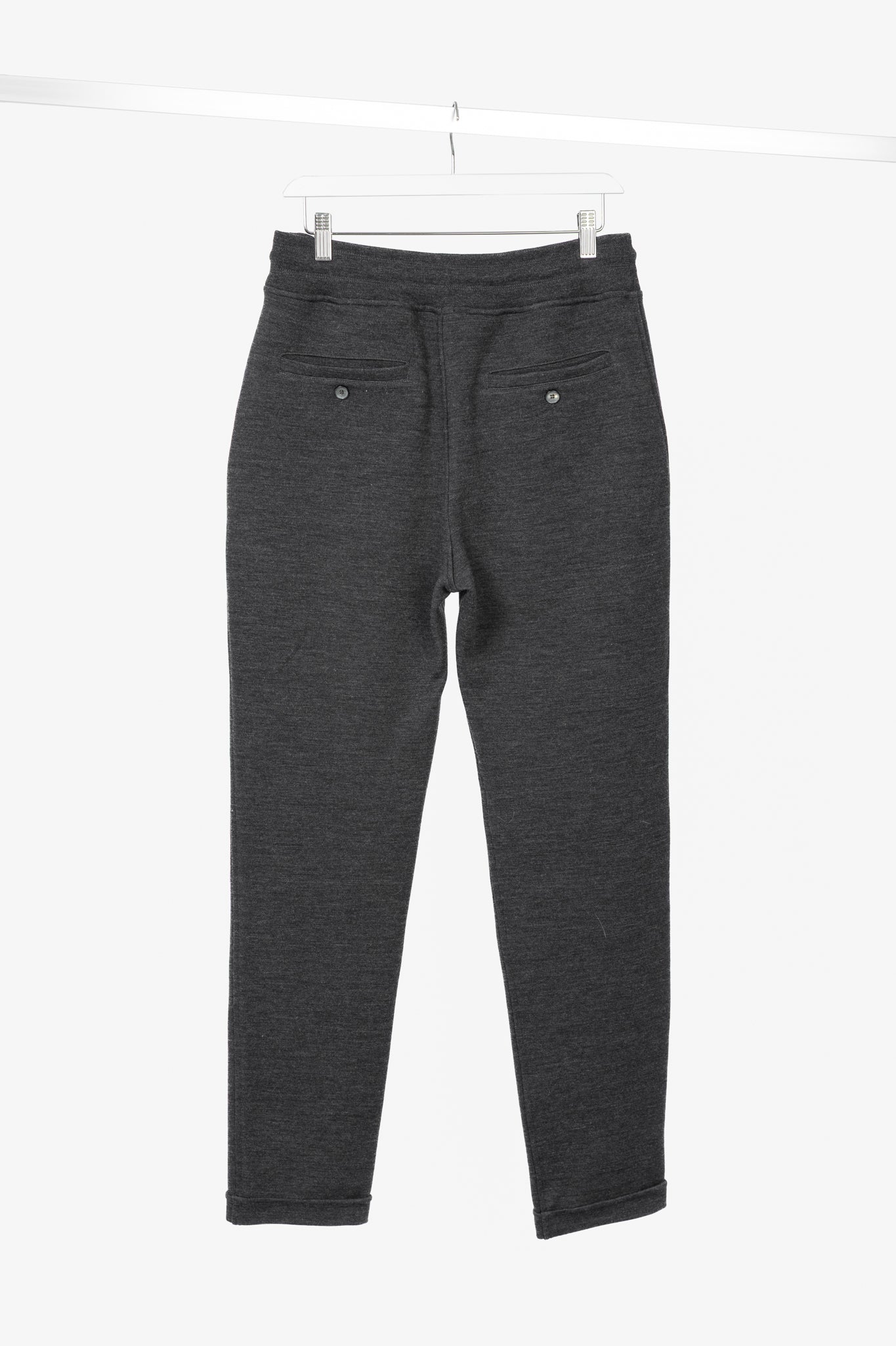 ISAIA Dark Grey Wool & Cotton Drawstring Trackpants