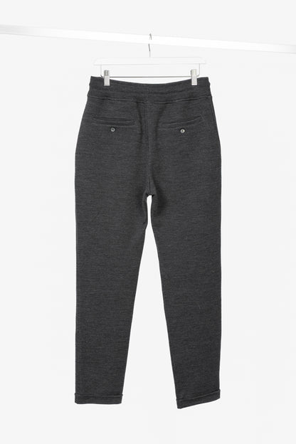 ISAIA Dark Grey Wool & Cotton Drawstring Trackpants