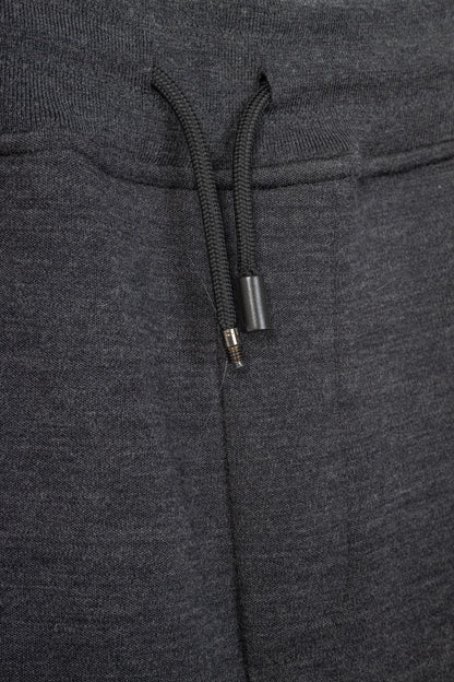 ISAIA Dark Grey Wool & Cotton Drawstring Trackpants