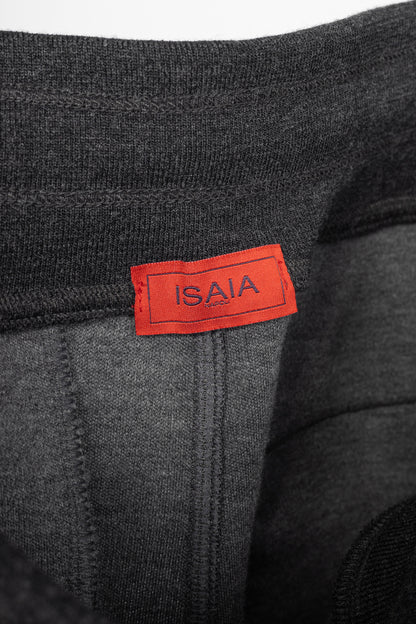 ISAIA Dark Grey Wool & Cotton Drawstring Trackpants