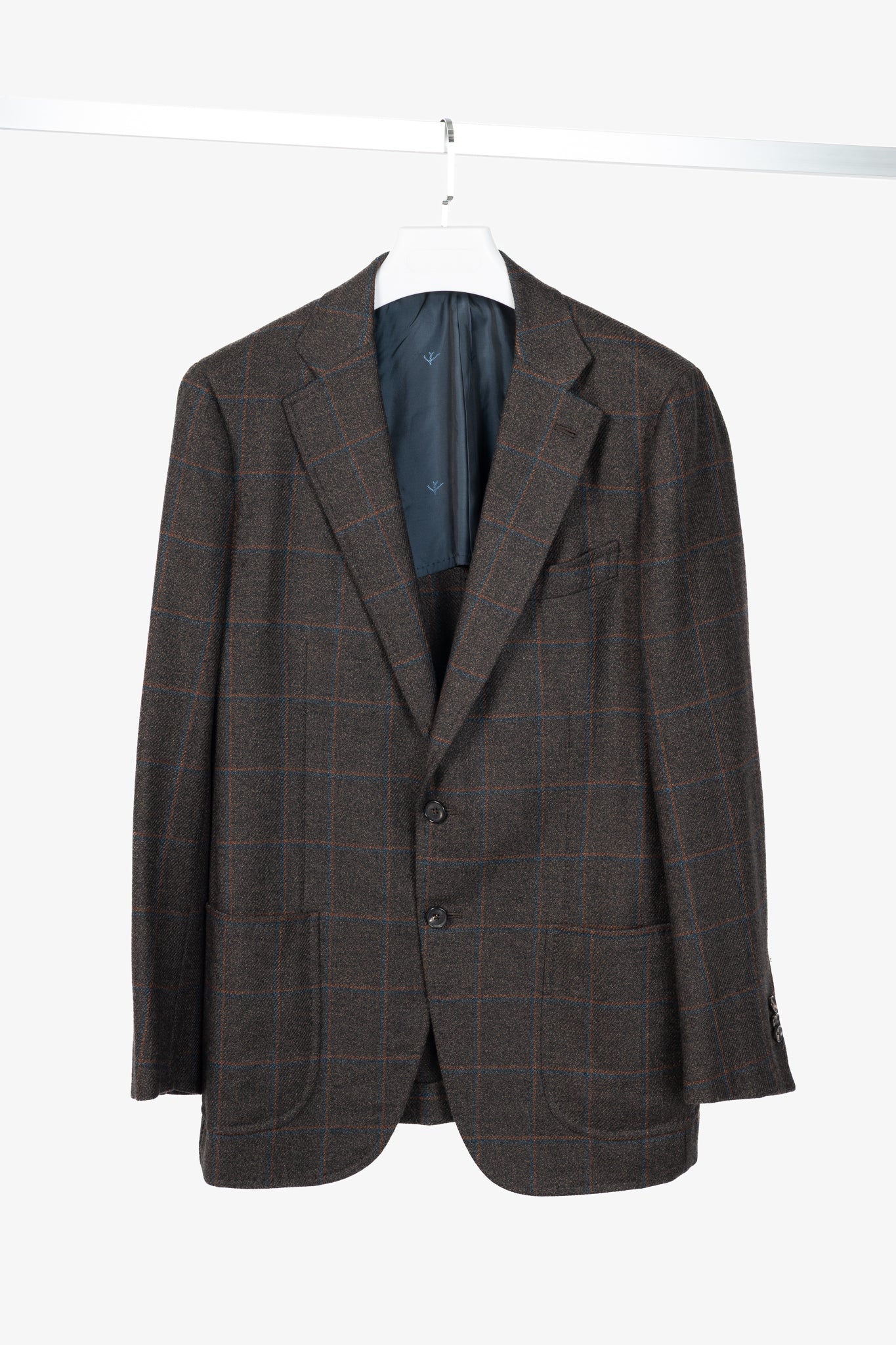 Isaia Dustin Brown Check Wool-Flannel Blazer