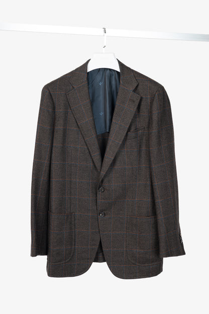 Isaia Dustin Brown Check Wool-Flannel Blazer