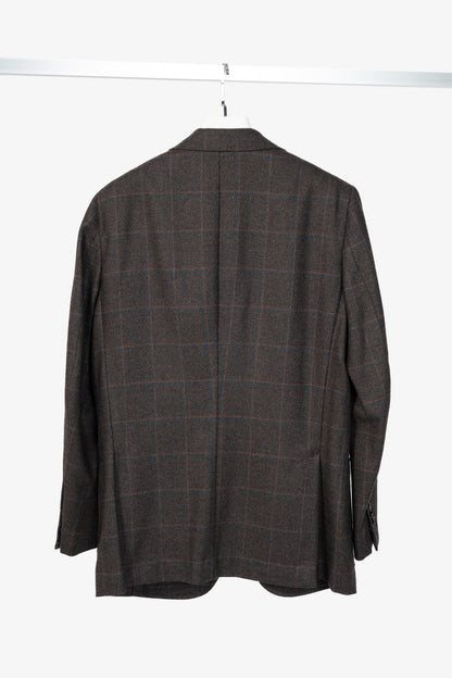 Isaia Dustin Brown Check Wool-Flannel Blazer