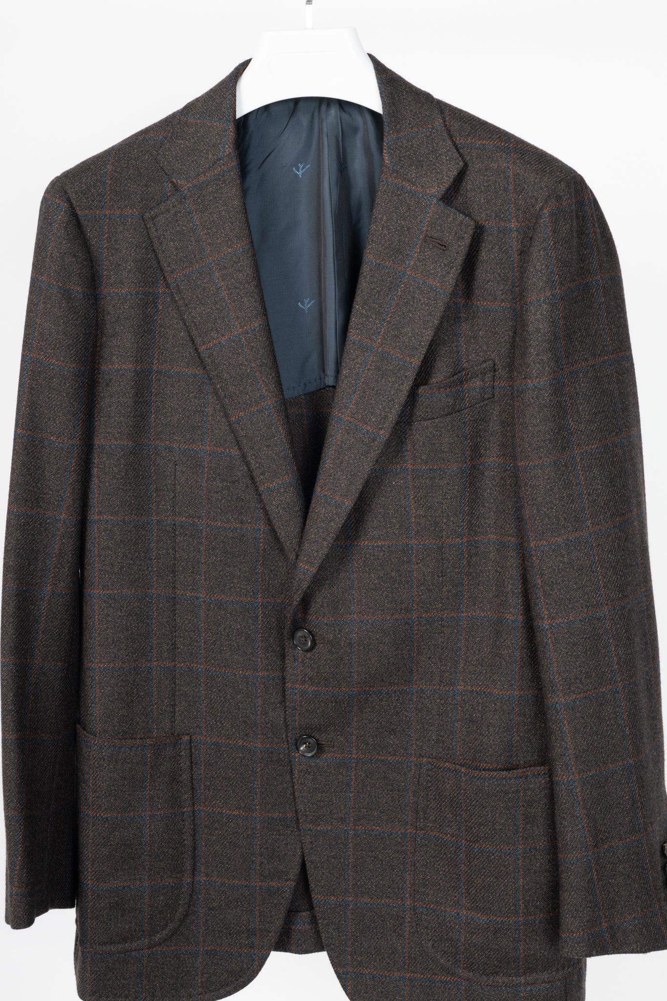 Isaia Dustin Brown Check Wool-Flannel Blazer
