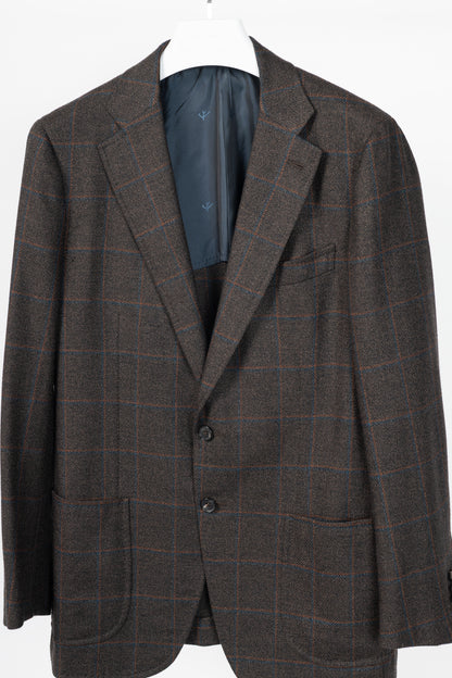 Isaia Dustin Brown Check Wool-Flannel Blazer