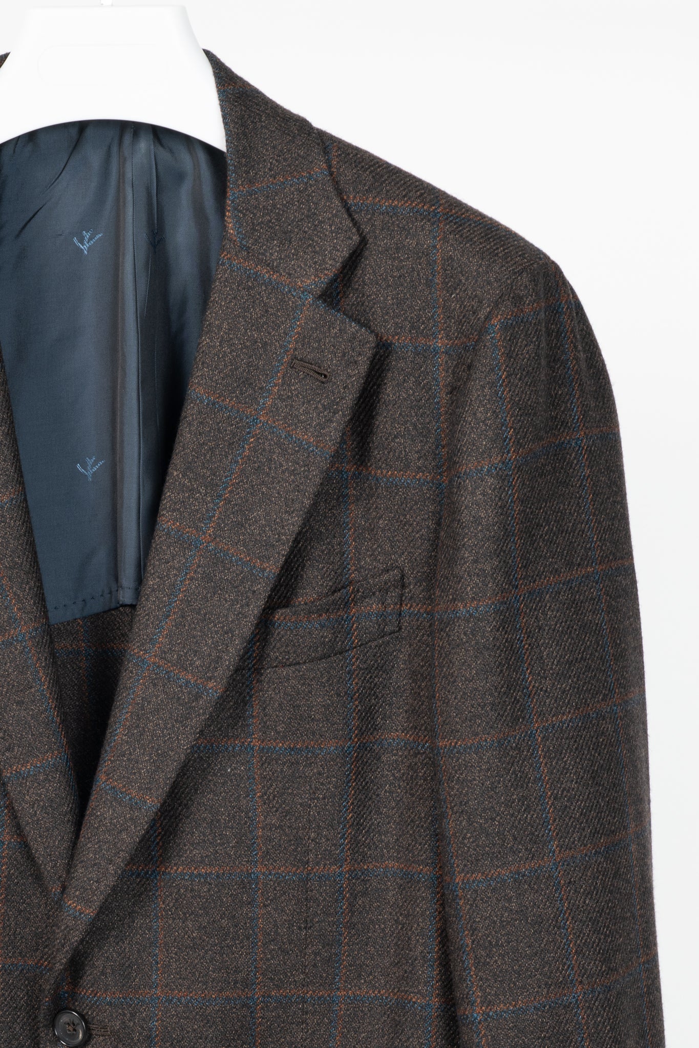 Isaia Dustin Brown Check Wool-Flannel Blazer