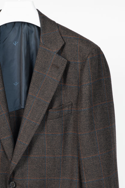 Isaia Dustin Brown Check Wool-Flannel Blazer