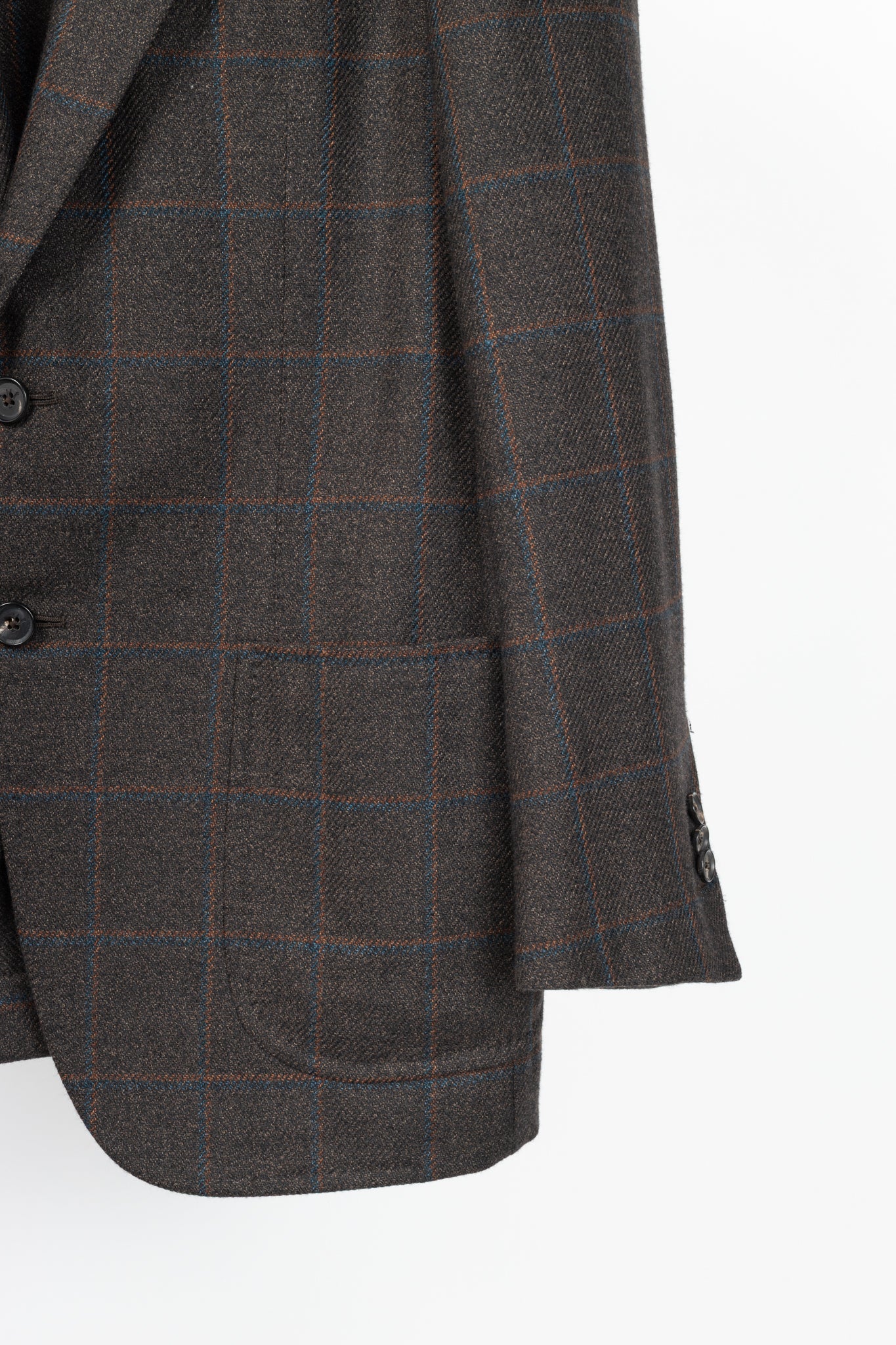 Isaia Dustin Brown Check Wool-Flannel Blazer