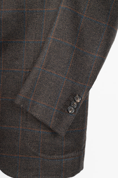 Isaia Dustin Brown Check Wool-Flannel Blazer