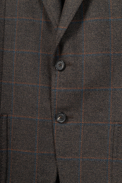 Isaia Dustin Brown Check Wool-Flannel Blazer