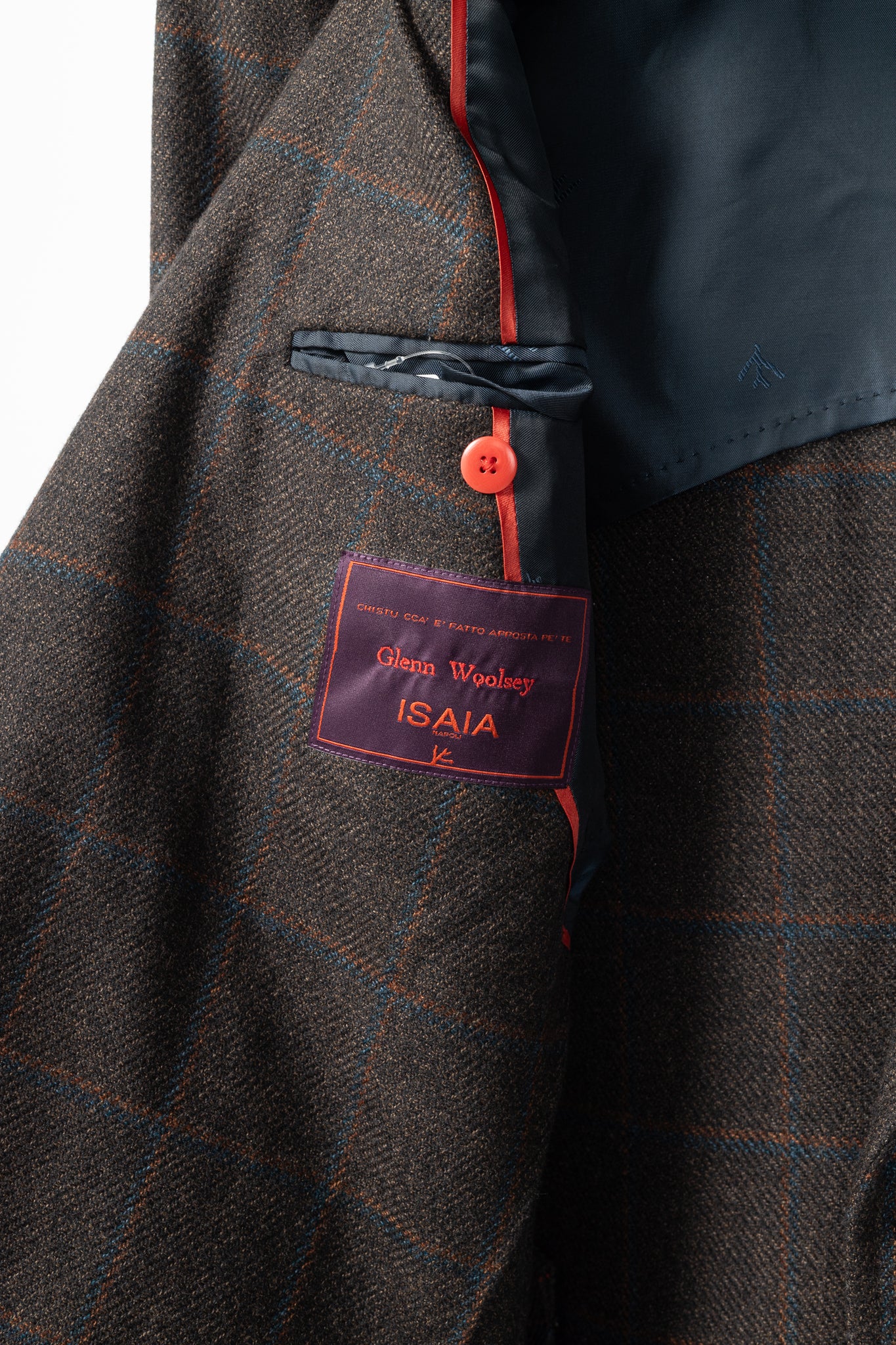 Isaia Dustin Brown Check Wool-Flannel Blazer
