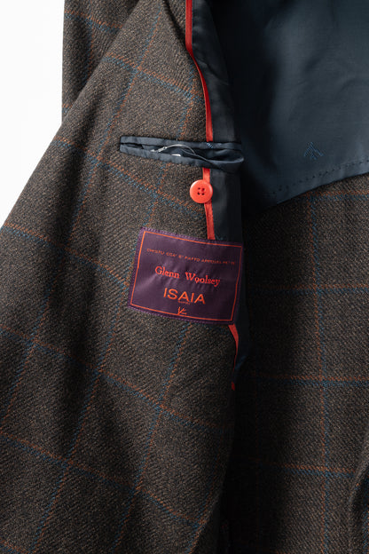 Isaia Dustin Brown Check Wool-Flannel Blazer