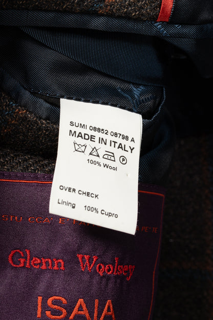 Isaia Dustin Brown Check Wool-Flannel Blazer