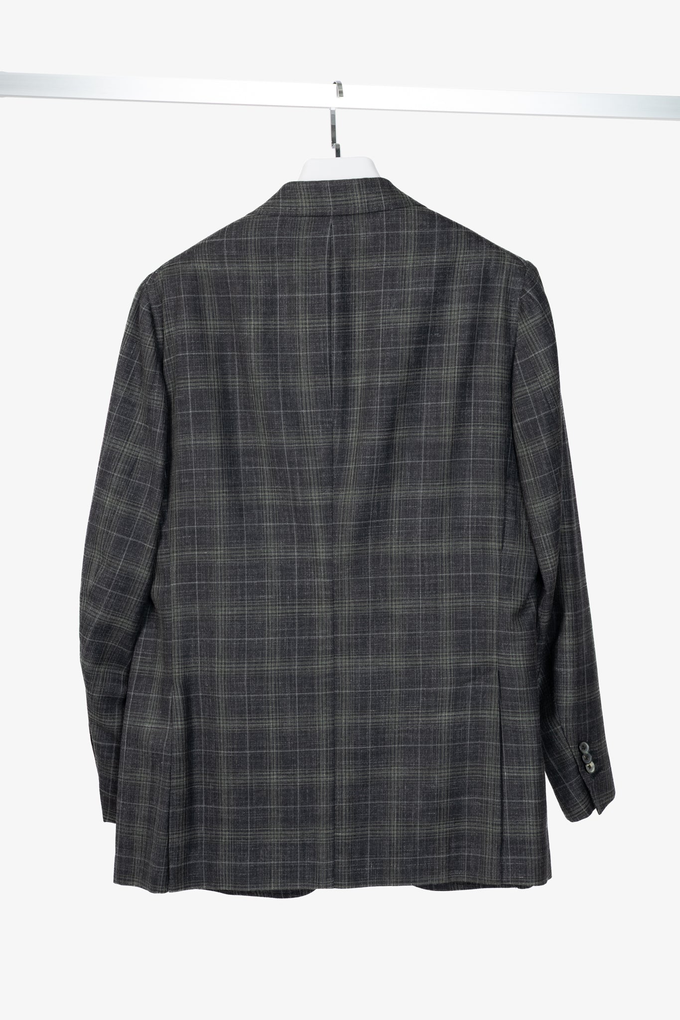 ISAIA Dustin Grey Check Wool & Silk Flannel Blazer