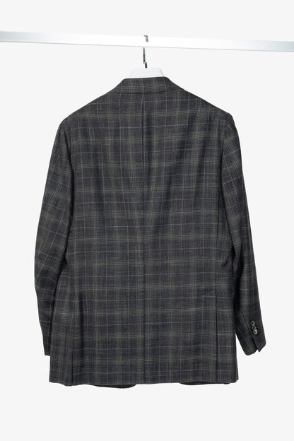 ISAIA Dustin Grey Check Wool & Silk Flannel Blazer