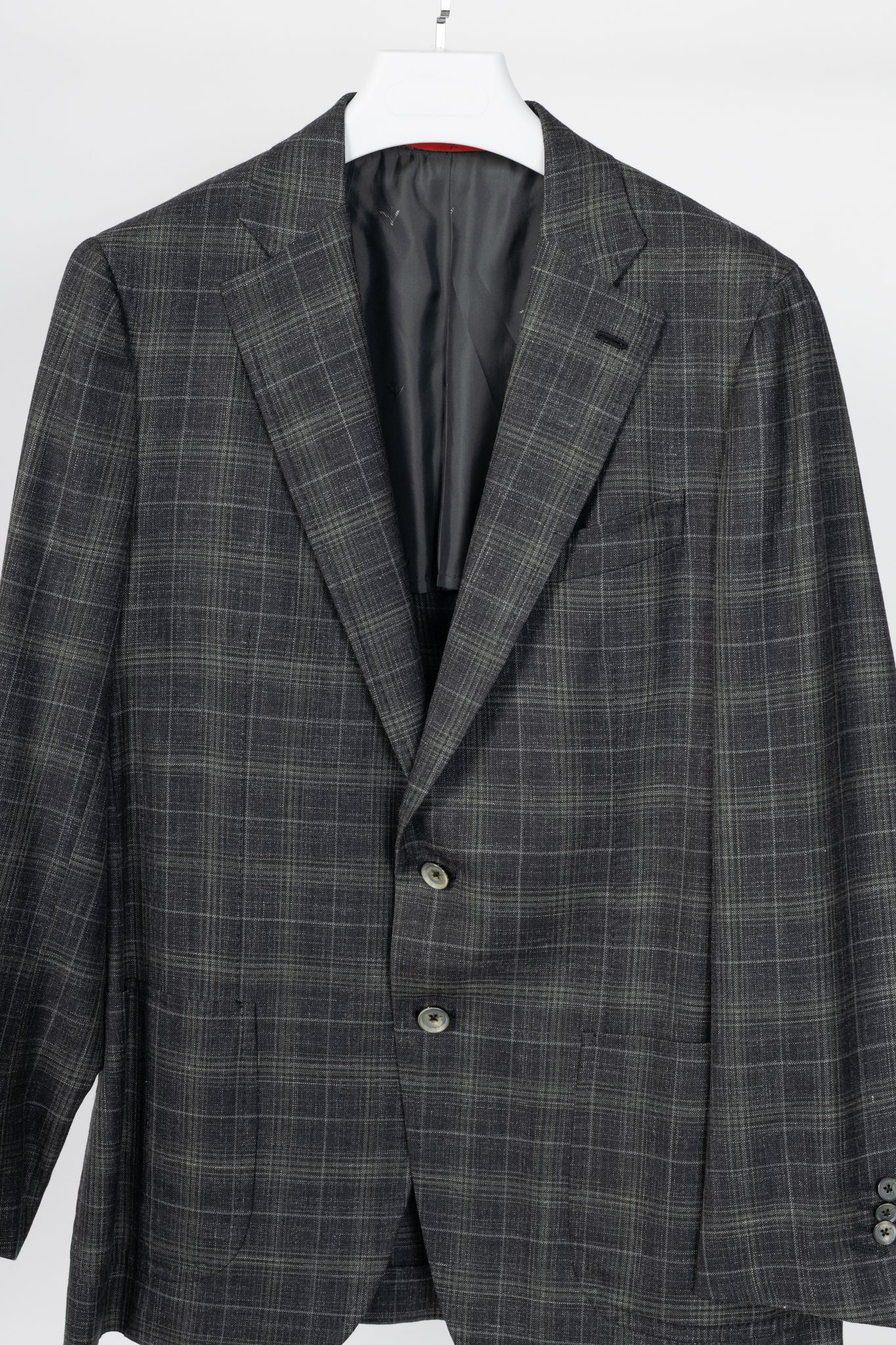 ISAIA Dustin Grey Check Wool & Silk Flannel Blazer