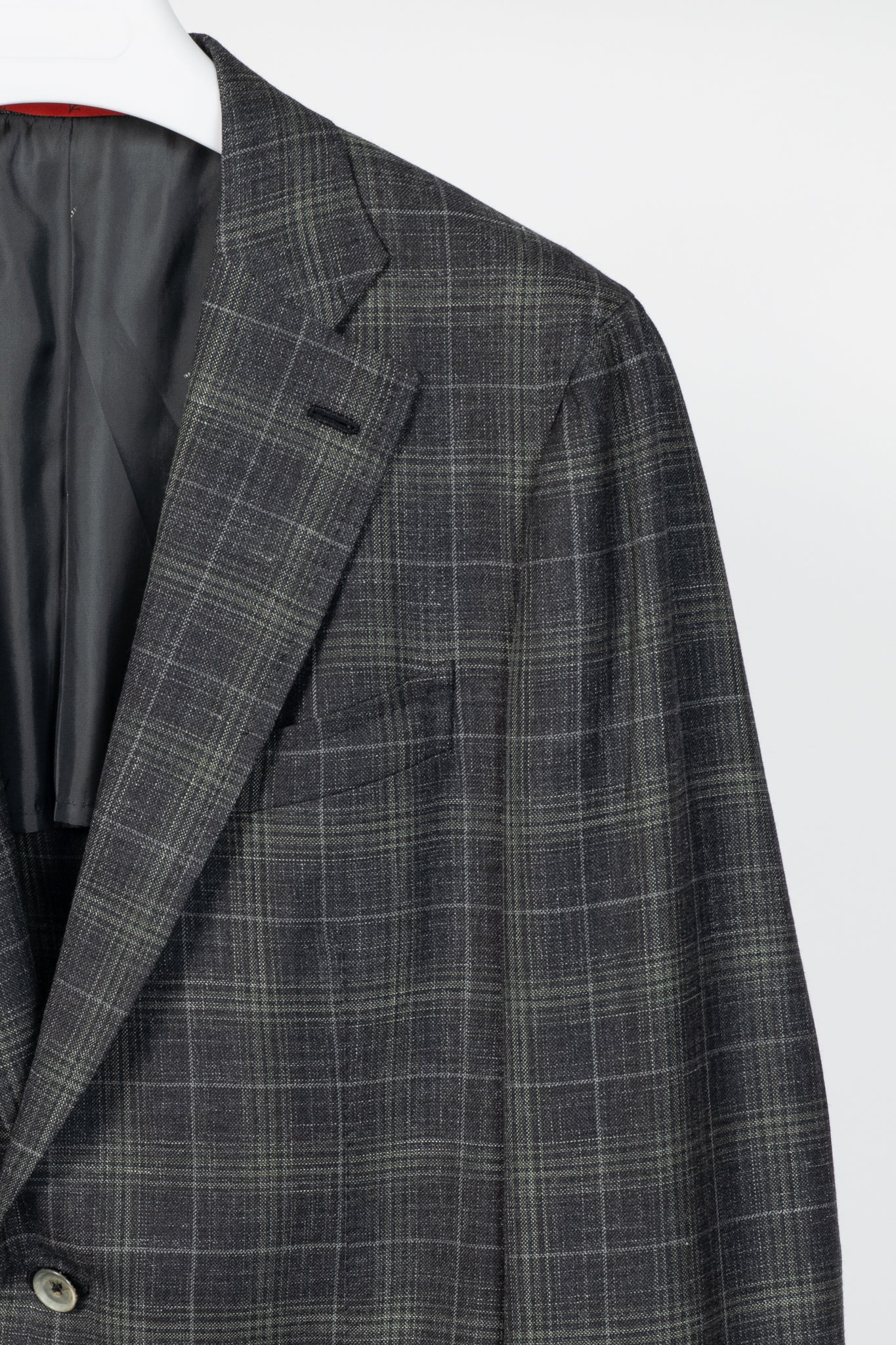 ISAIA Dustin Grey Check Wool & Silk Flannel Blazer