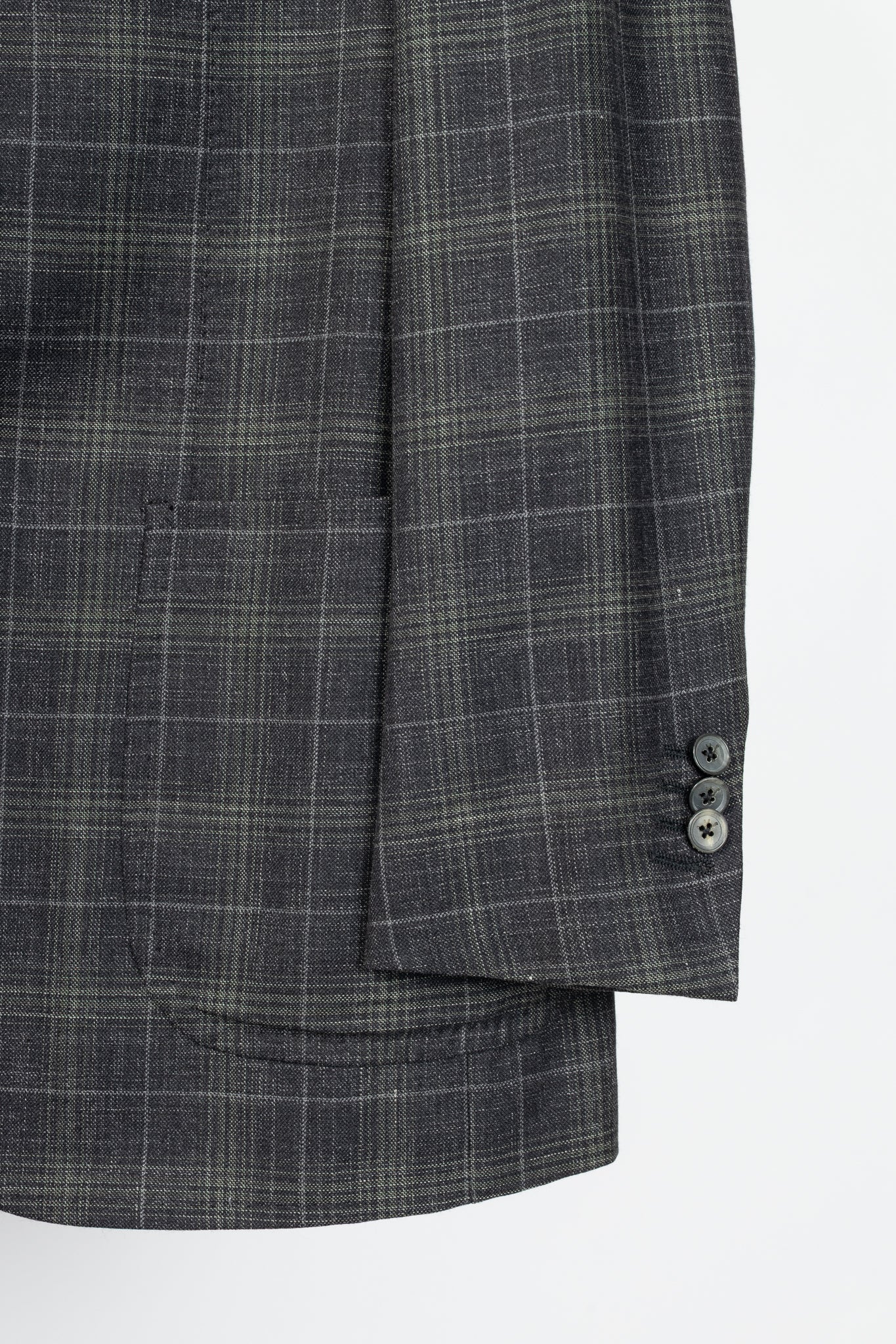 ISAIA Dustin Grey Check Wool & Silk Flannel Blazer