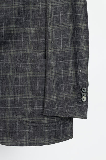 ISAIA Dustin Grey Check Wool & Silk Flannel Blazer