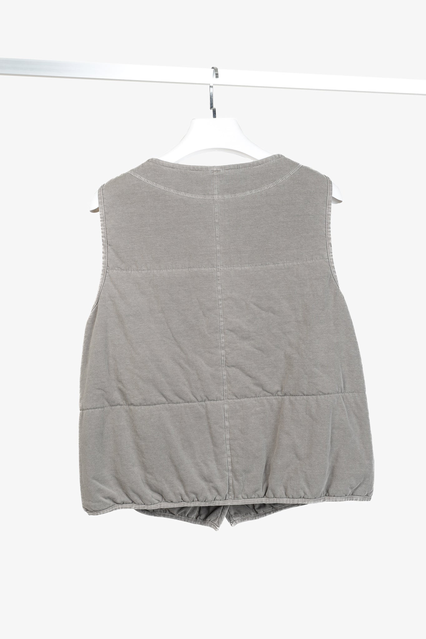Ischiko Grey Padded-Cotton Buttoned Vest