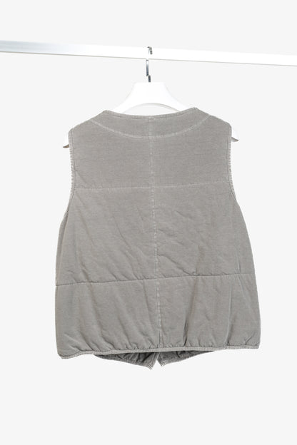 Ischiko Grey Padded-Cotton Buttoned Vest