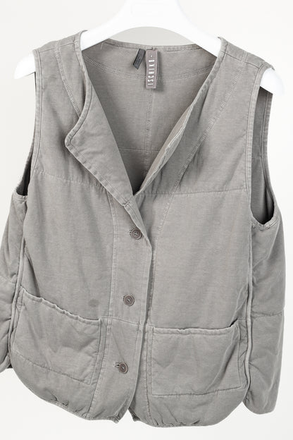 Ischiko Grey Padded-Cotton Buttoned Vest