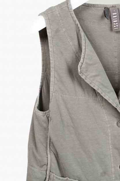 Ischiko Grey Padded-Cotton Buttoned Vest