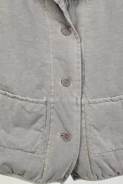 Ischiko Grey Padded-Cotton Buttoned Vest