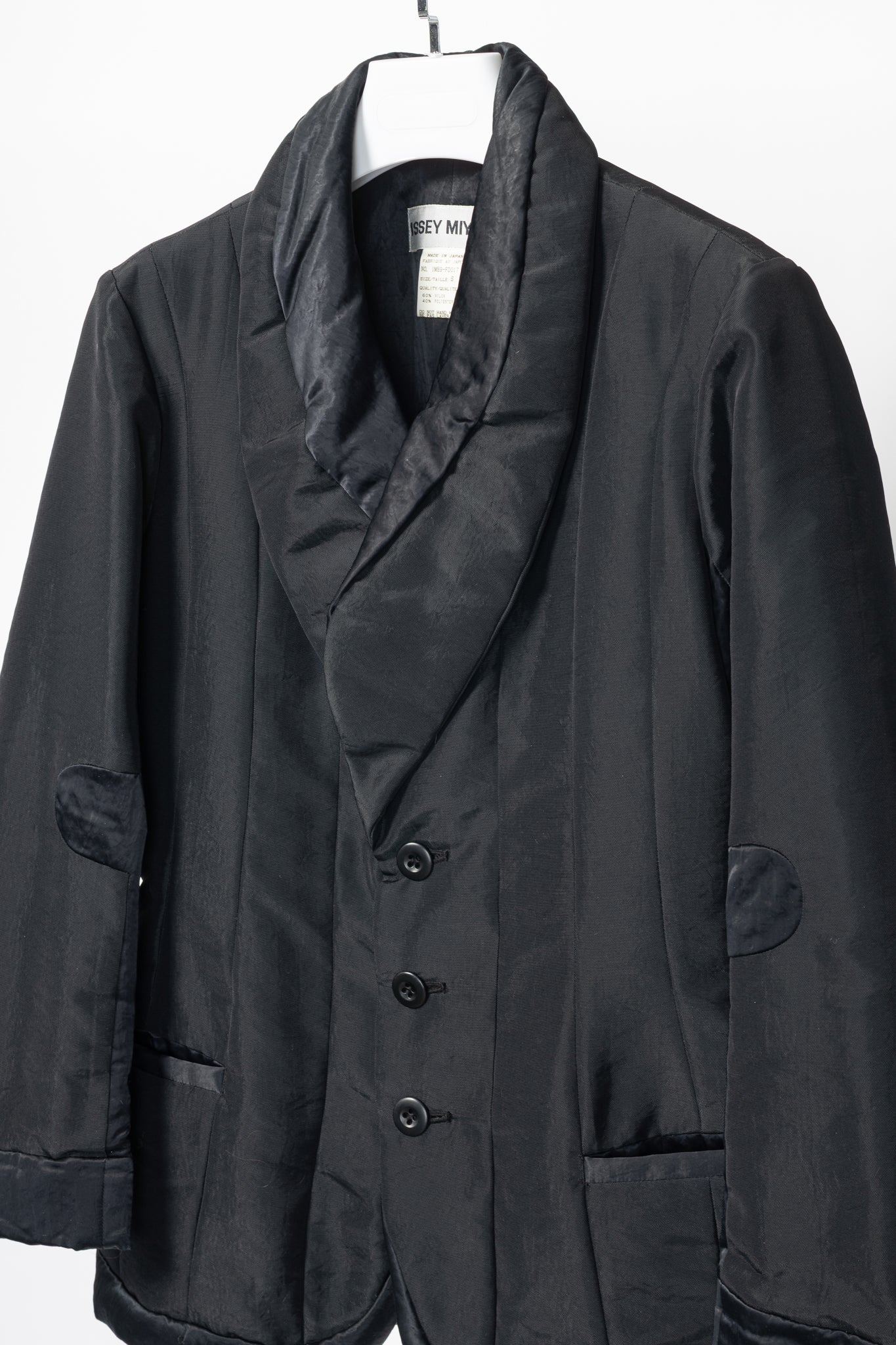 Issey Miyake AW95 Black Twill & Satin Padded Blazer