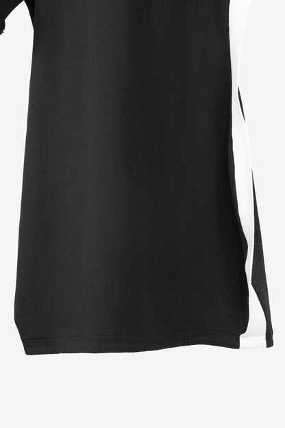 Issey Miyake Black Knit White-Trim Curved Mini Dress