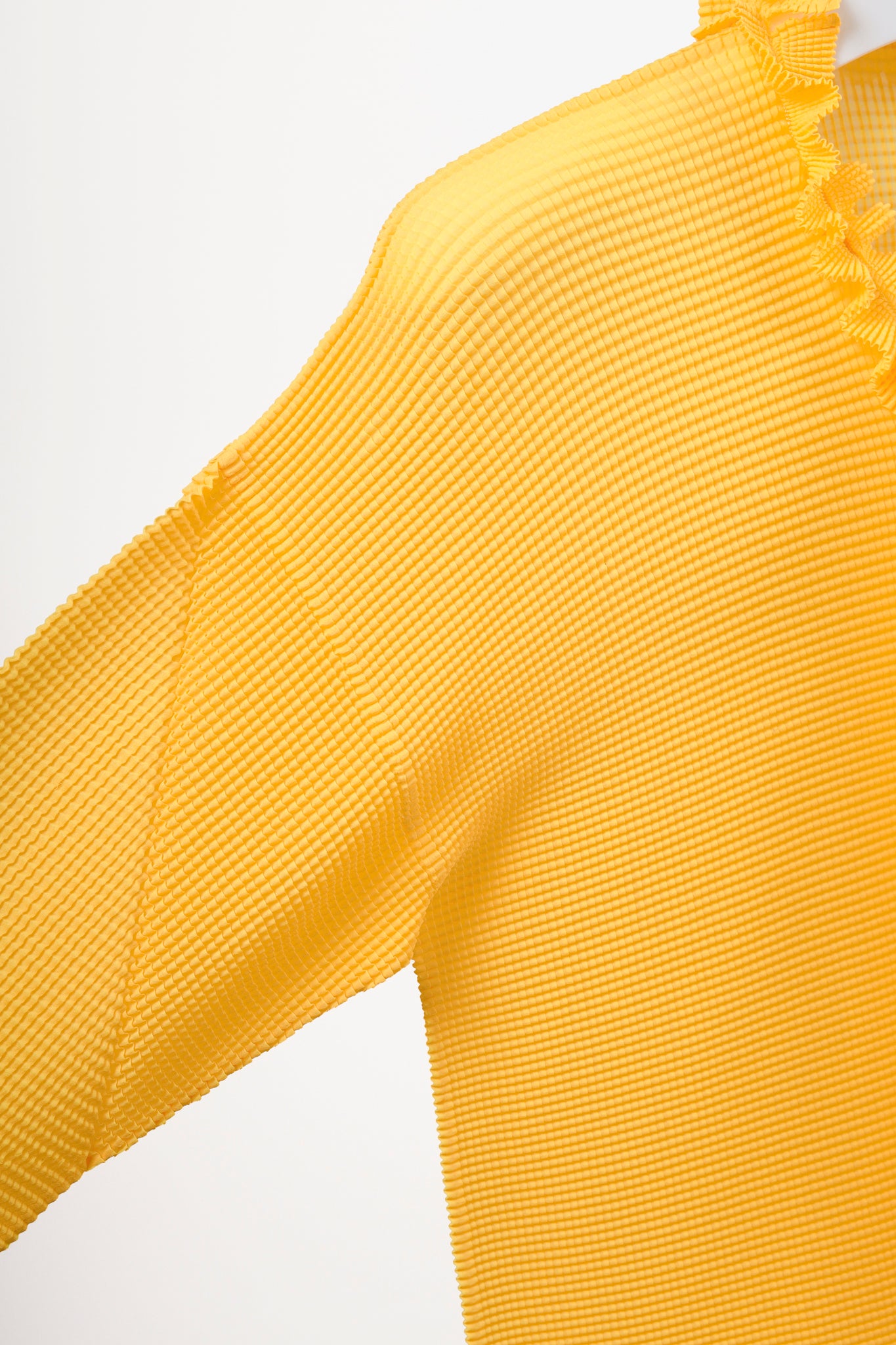 Issey Miyake Bright Yellow Pleat Ruffle Tie Cardigan