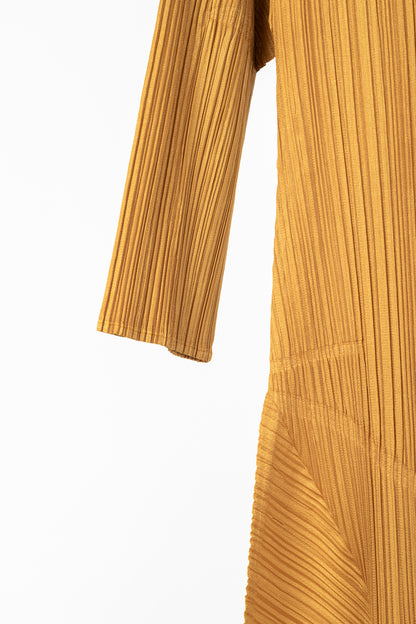 Pleats Please Issey Miyake Orange 3/4-Sleeve Midi Dress